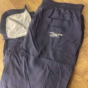 Vintage Reebok Track Pants Mens L Nylon Athletic Lined Windbreaker 90s Ankle Zip